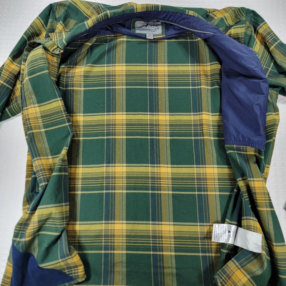 Legendary Outdoors Mens XL Green Yellow Plaid Snap Front Flannel Shirt POLW-1617 - Picture 2 of 8